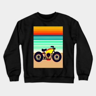 COOL LOVELY SURREAL RETRO MOTORCYCLE ON THE BEACH Crewneck Sweatshirt